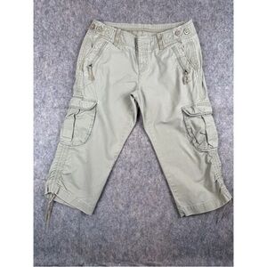 Vintage Gap Cargo Capri Pants Women's Size 8 Beige Cotton Low Rise‎ Utility Y2K